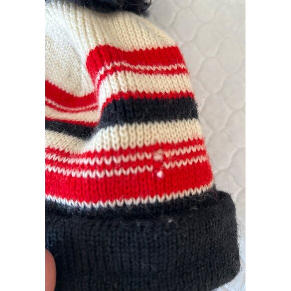 Vintage Wigwam Wool Pom-Pom Beanie Striped Retro Winter Hats Lot of 2 - Picture 7 of 7